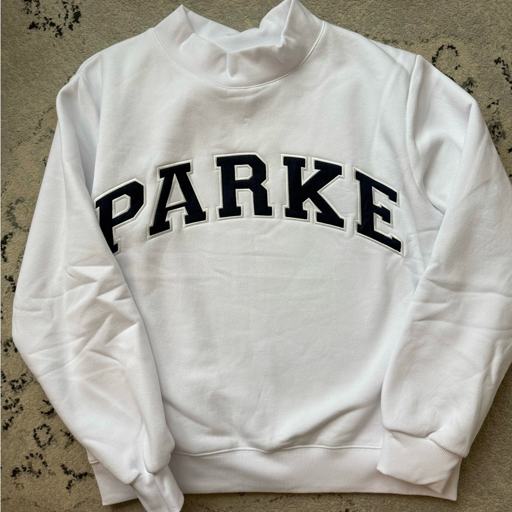 Parke White and Denim Mockneck Sweatshirt